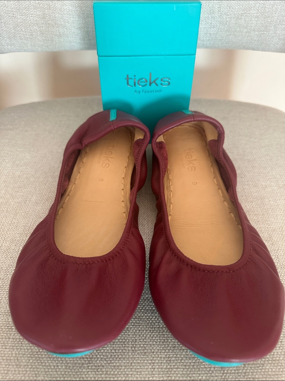 Tieks Burgundy Leather Ballet Flats